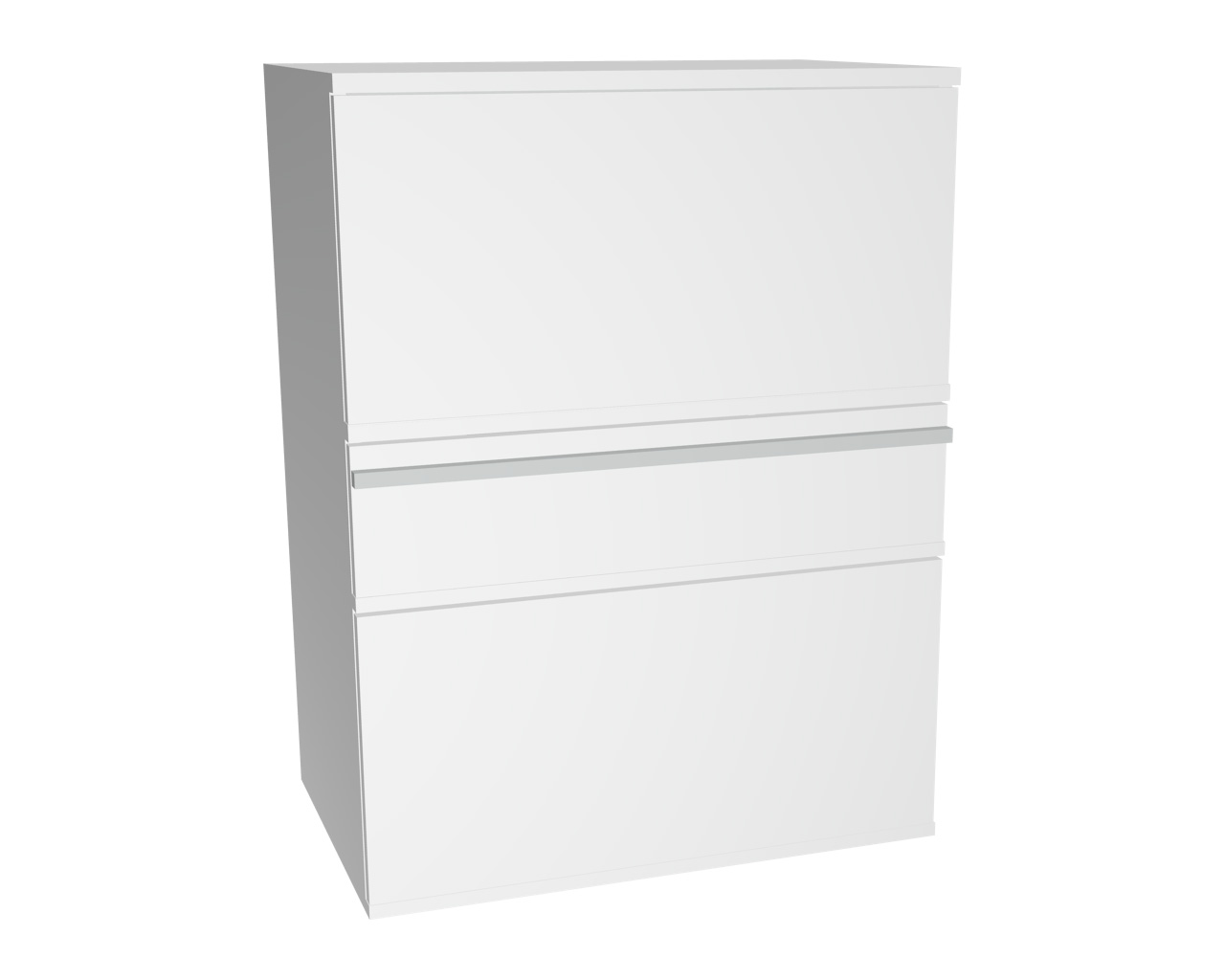 3er Schrankkombination mit 2 Klappenelementen + 1 Schublade | Weiß