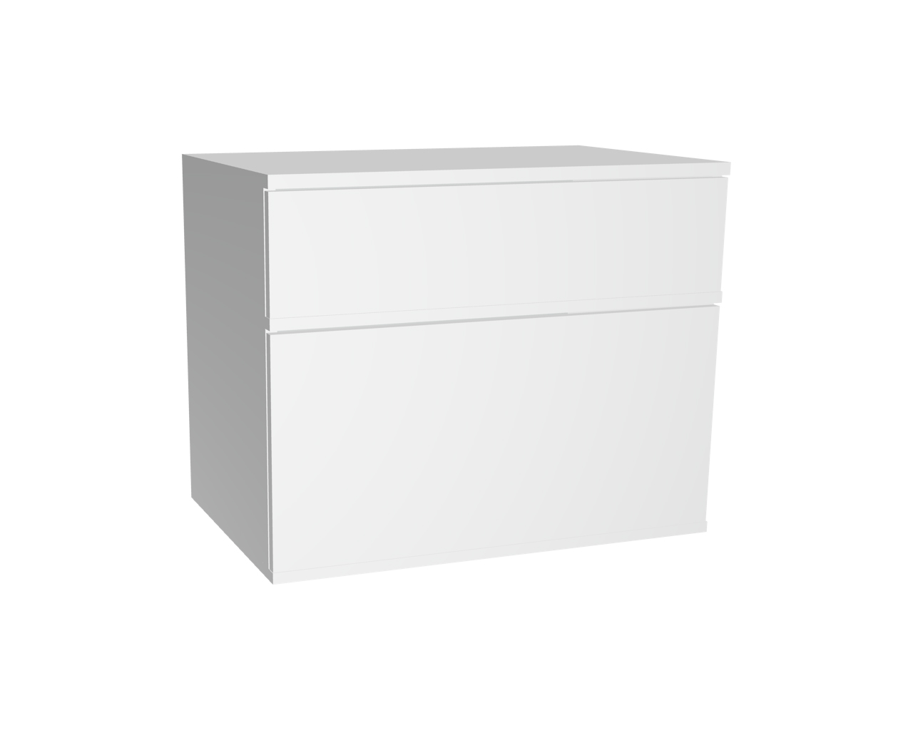 2er Schrankelement mit 1 Schublade grifflos + 1 Klappe | Weiß