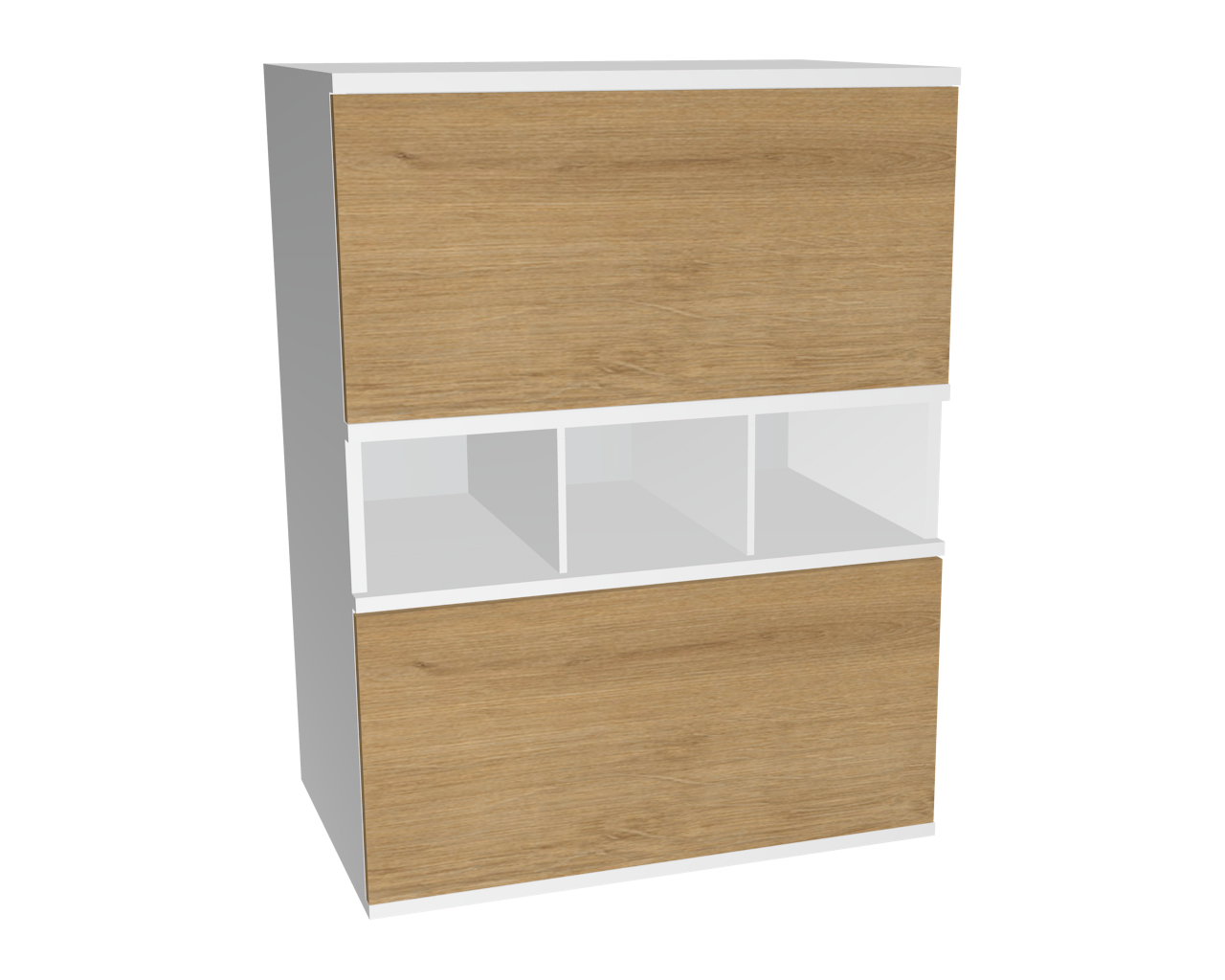 3er Schrankkombination mit 2 Klappenelementen + off. Fach | Wildeiche