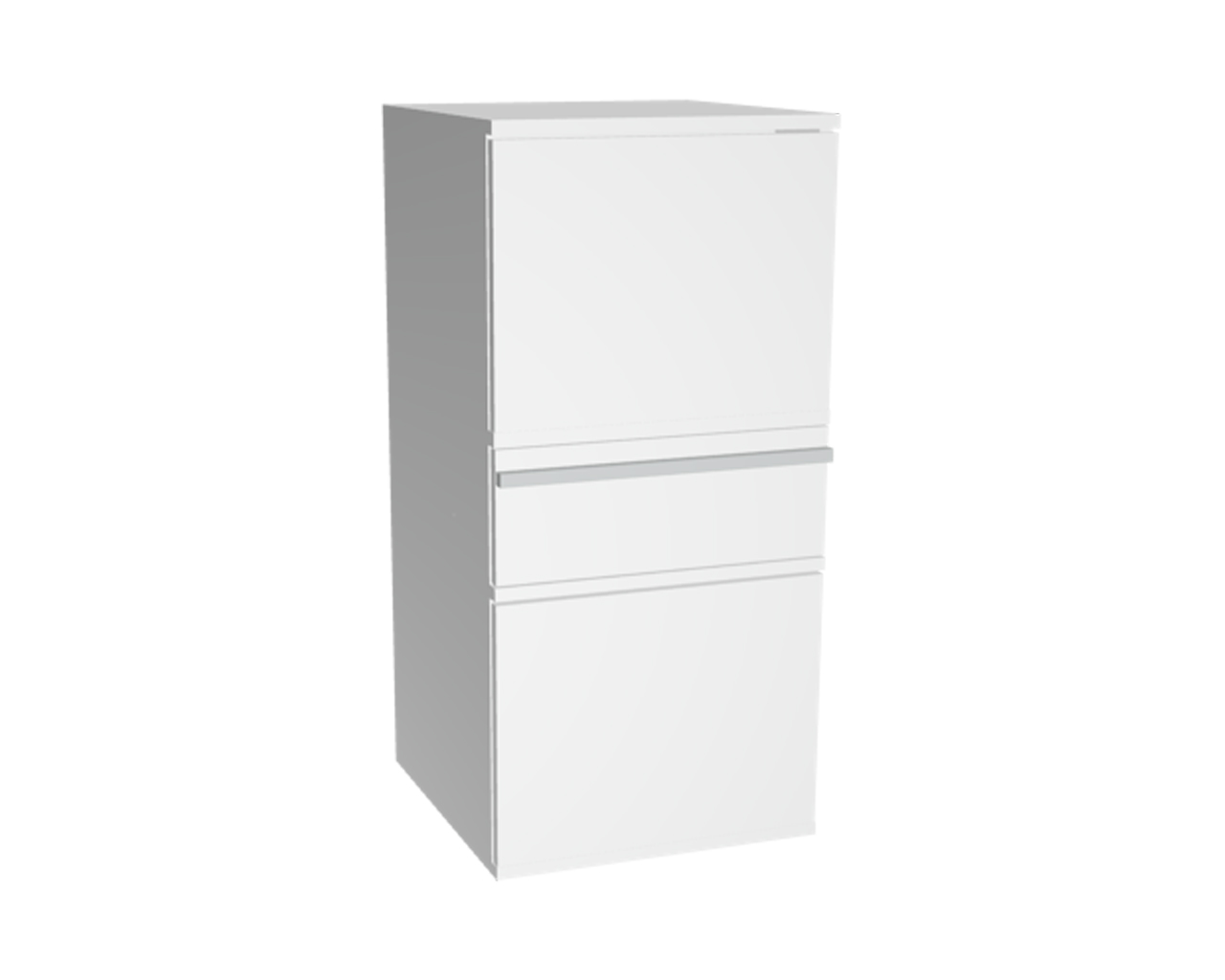 3er Schrankkombination mit 2 Türelementen + 1 Schublade | Weiß
