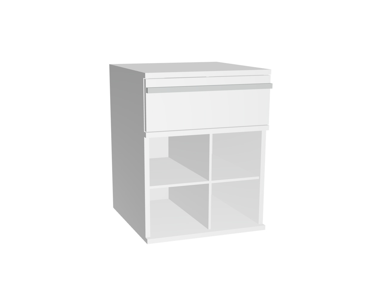2er Schrankelement mit 1 Schublade + 4 Fächern | Weiß