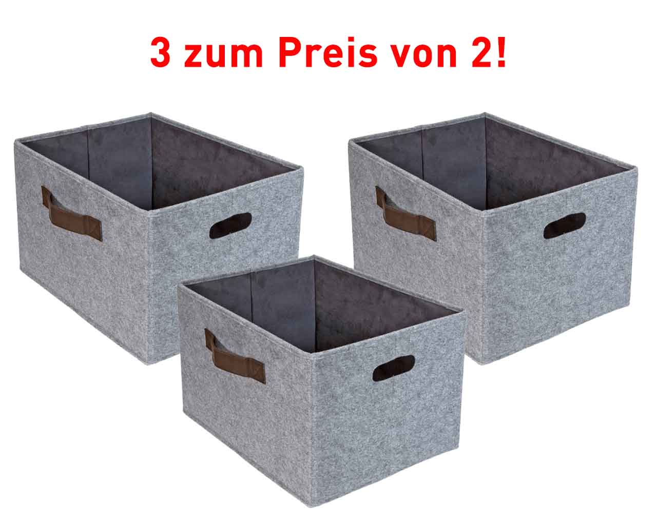 3er Set Aufbewahrungskorb Filz | Filzbox sehr stabil