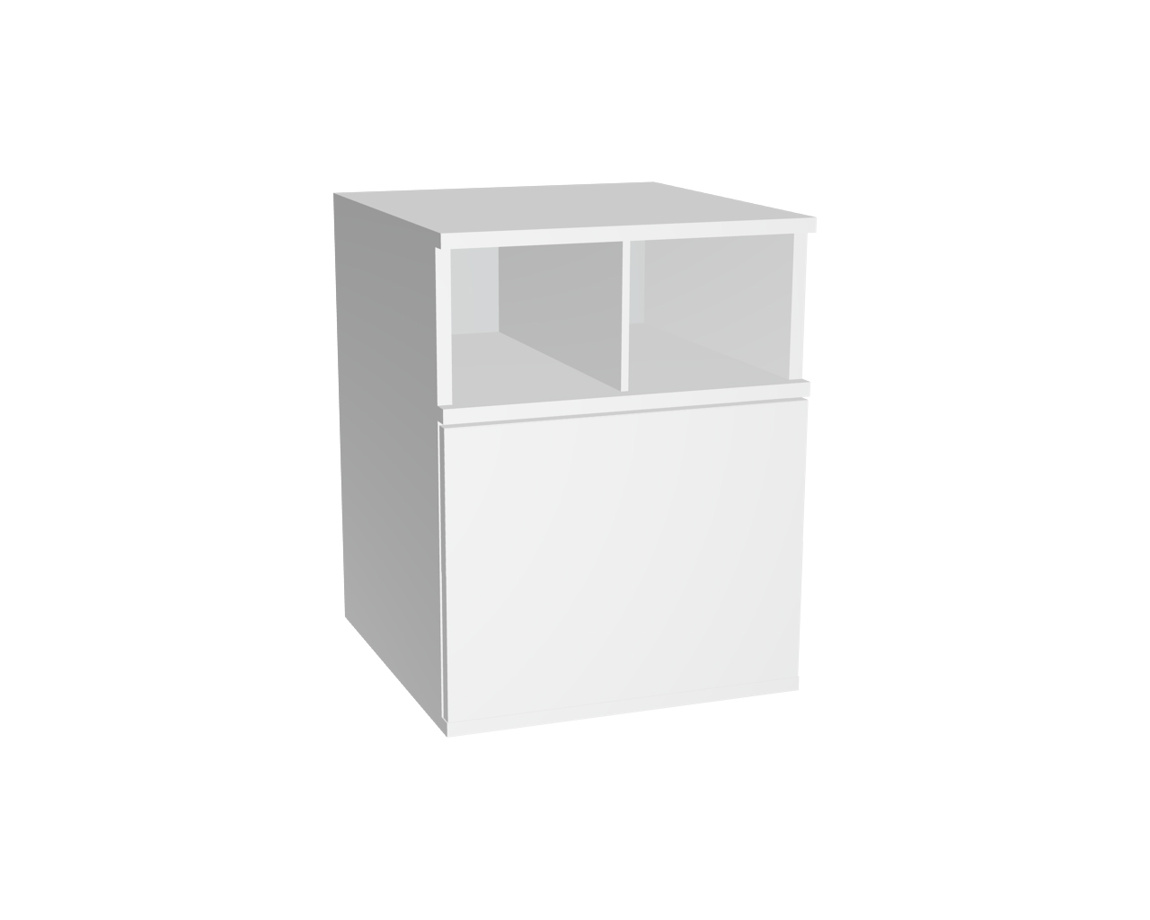 2er Schrankelement mit offenem Fach + Tür | Weiß