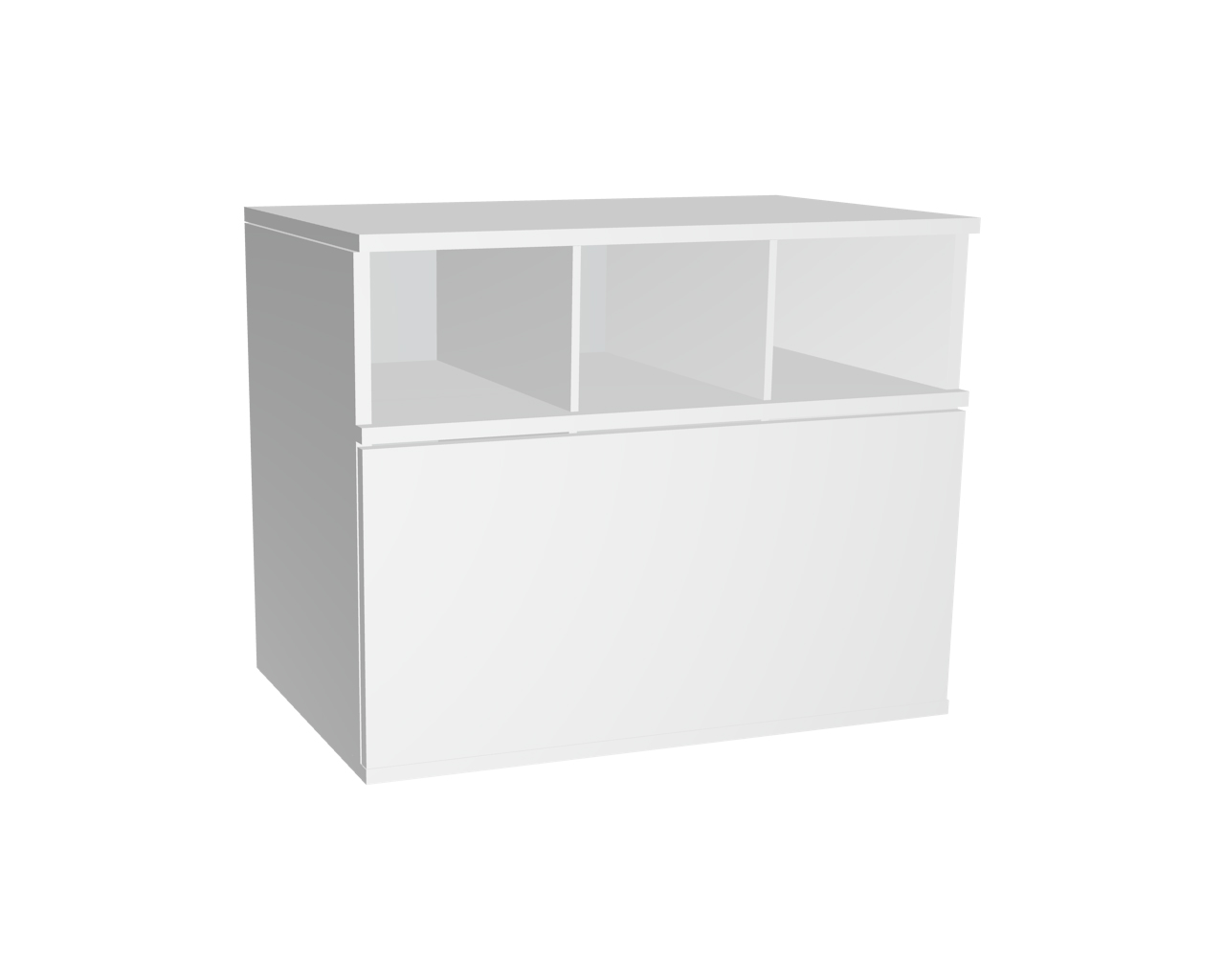 2er Schrankelement mit offenem Fach + Klappe | Weiß
